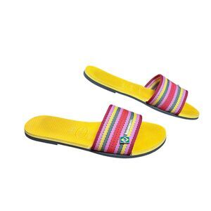 Havaianas Sandals Women's Sz 7.5 Multicolor Striped Slide Cruise Resort Poolside